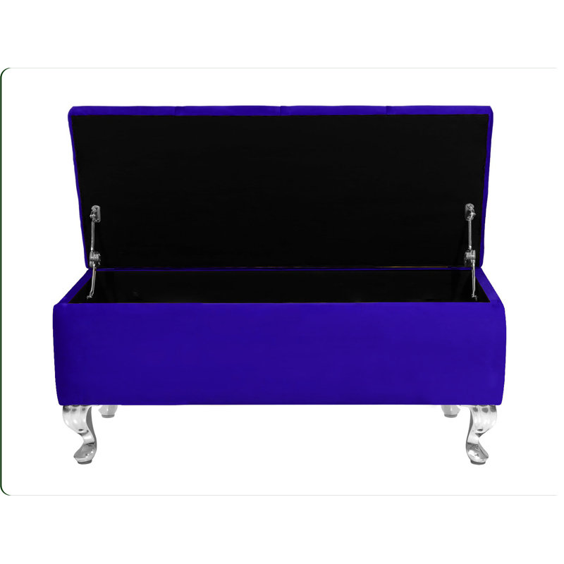 Londona Wide Velvet Tufted Rectangle Solid Color Standard Ottoman Bench with Storage, Upholstery Footstool End of Bed Bench