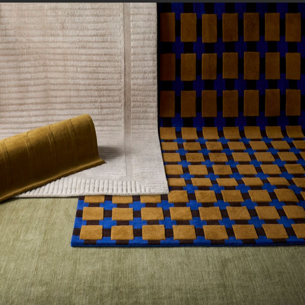 Bauhaus Hand-Tufted Geometric Rug, Rectangle 8' x 10', Blue