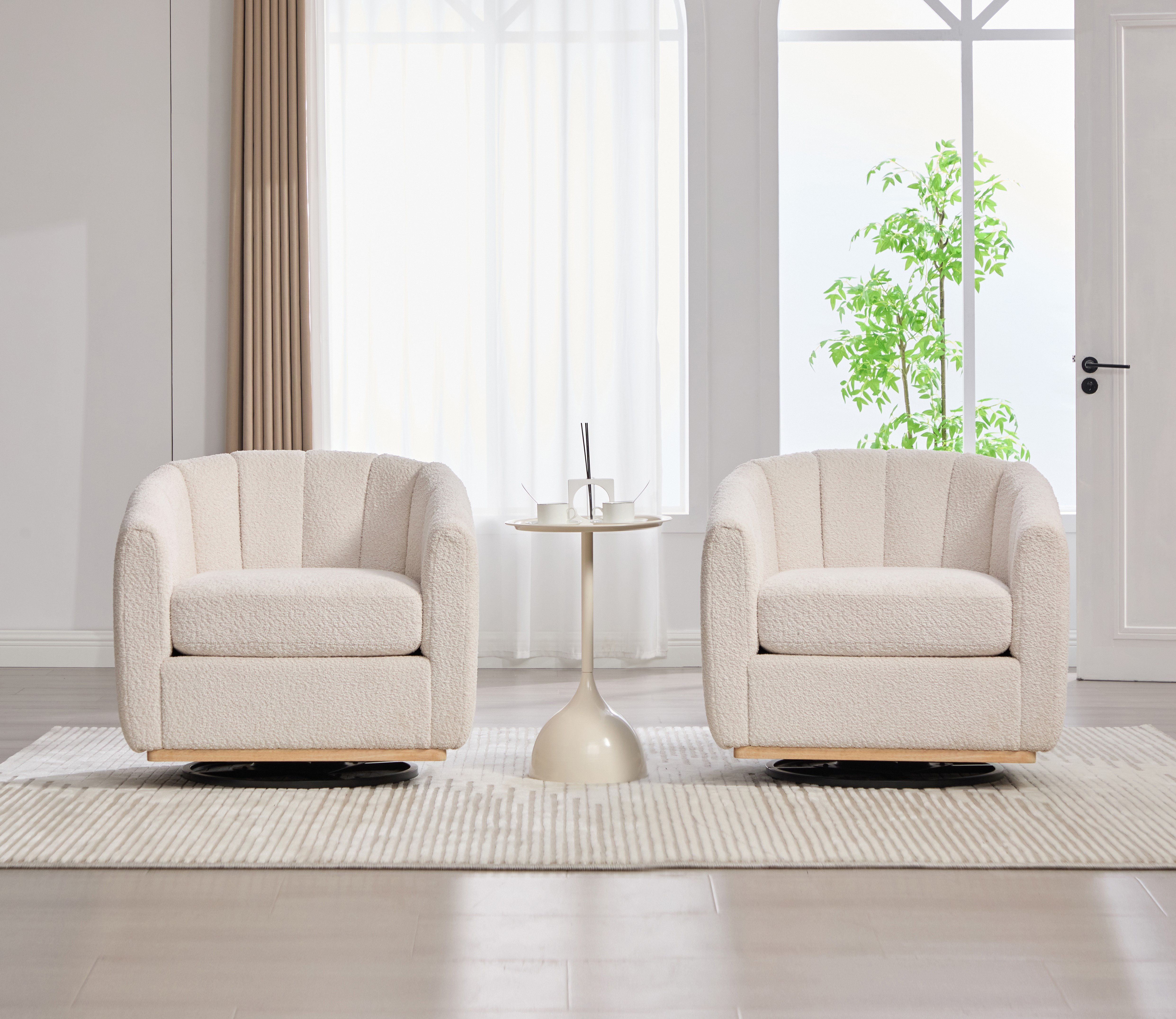 Ebern Designs 32.25" W Upholstered Swivel Barrel Chair (Set Of 2 ...