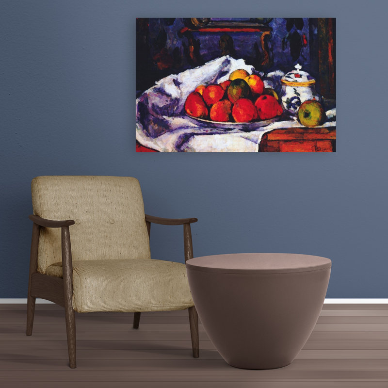 Nature morte, bol de pommes, impression d'art classique classique violet coloré, H 24 po x l 36 po