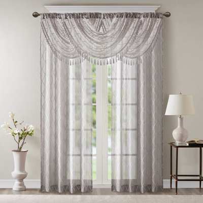 Diamond Sheer Embroidered Waterfall Valance 38X46"