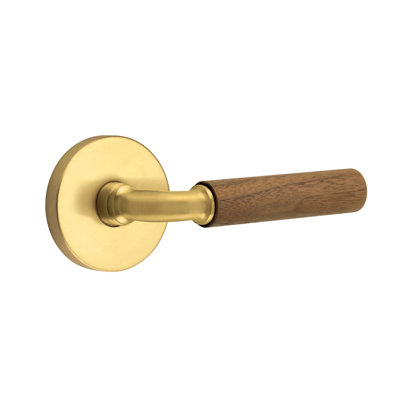 Ensemble de leviers de passage Emtek Select avec rosette à disque et tige R-Bar, poignée en noyer foncé (CF)