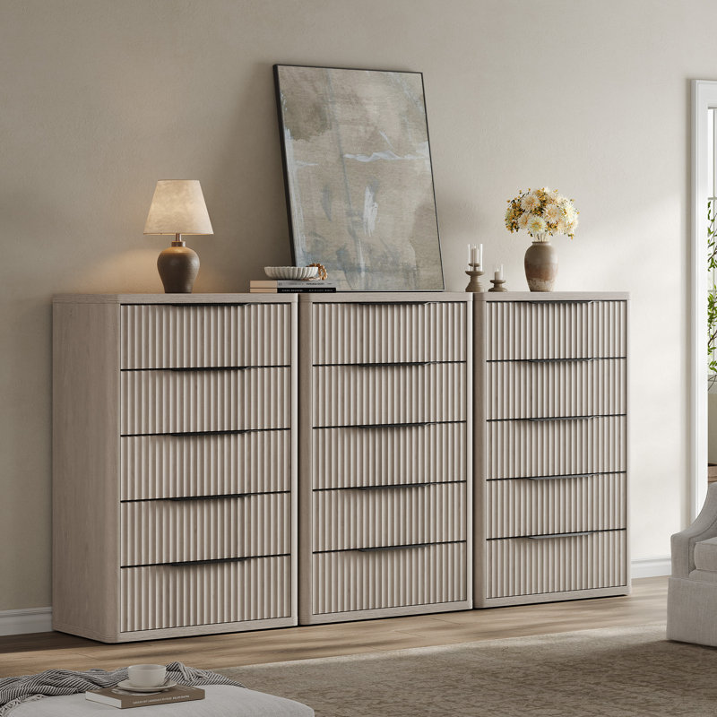 Commode à 5 tiroirs Modern, Aulne blanc