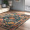 Tapis bleu / brun en laine crocheté à la main Elmsford