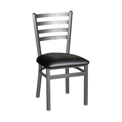 Lima Ladder Back Chair - Quick Ship Black Vinyl Seat - Steel Frame