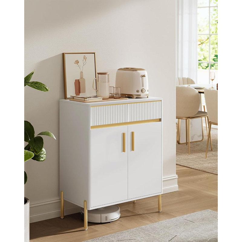 Modern Buffet Cabinet With Storage – Sideboard With Drawers, Doors, Adjustable Shelf, And Fluted Drawer Front, Accent Cabinet For Living Room, Cloud White