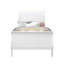 Lit simple blanc, lumières DEL, design, moderne, bois massif et l 83,34 po Long lit moderne avec style et éclairage en blanc