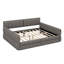 Queen Size Upholstered Platform Daybed With Two Storage Drawers, Lambswool Upholstered Bed Frame With USB, No Box Spring Needed-1963261219