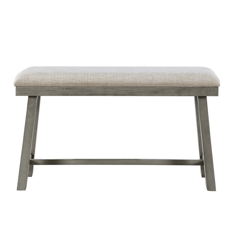 Banc rembourré de mousse à hauteur de comptoir, gris pour banc de salle à manger décontracté, coussin de siège texturé