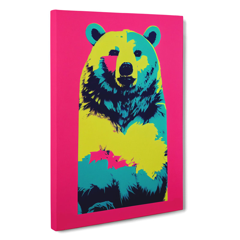 Neon Bear Abstract - Wrapped Canvas, 50cm H x 35cm W x 3cm D
