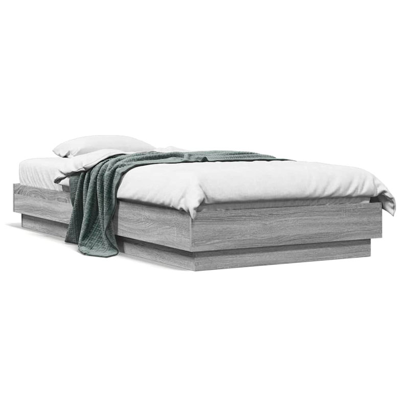 Vidaxl Bed Frame Engineered Wood, Single (3'), Grey Sonoma