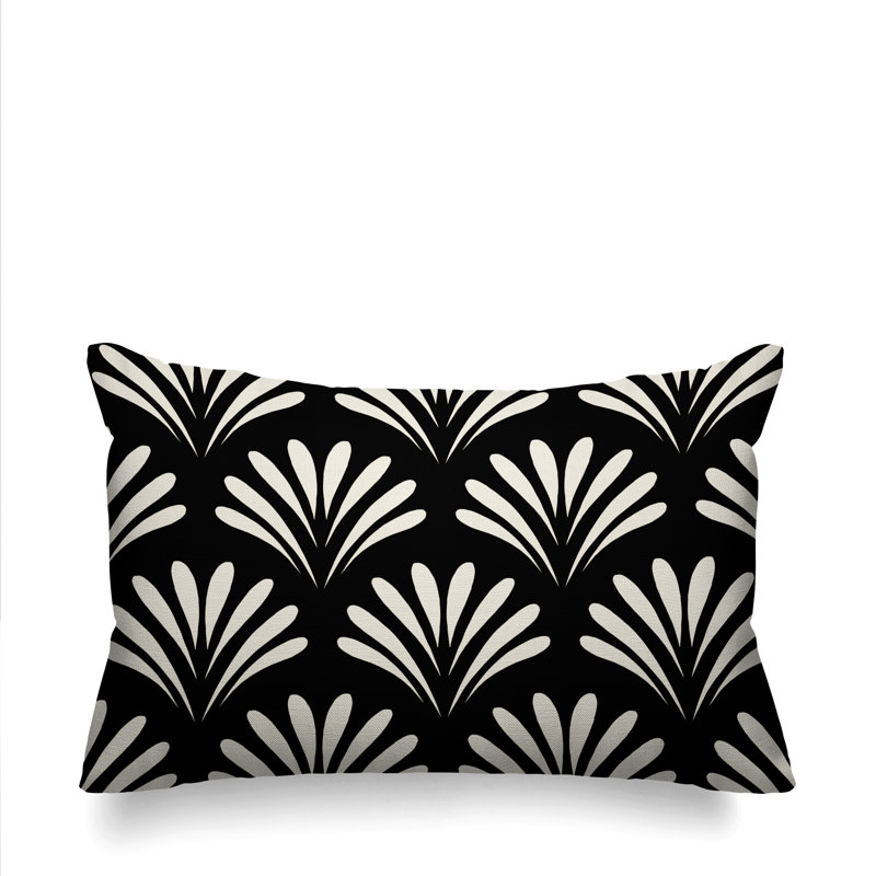 Coussin décoratif intérieur / extérieur Flower Burst, Noir, H 20 po x l 14 po, Carré