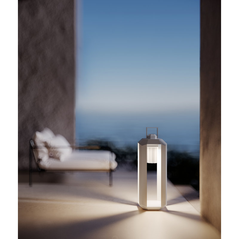 Cube Outdoor Battery Lamp, 28.3" H x 9.6" W x 9.6" D, Matte White
