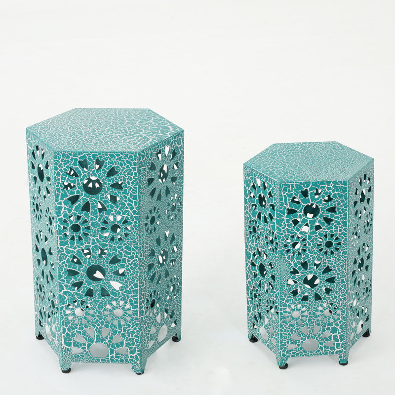 Crepeau Iron Nesting Tables, Teal