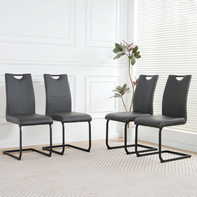 PU Dining Chair Living Room Chair Upholstered Chair, Metal Chair Leg Design, Kitchen, Living Room, Bedroom, Dining Room Side Chair Set Of 4