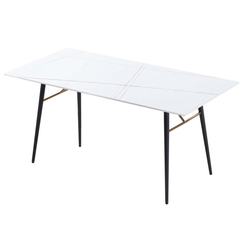 Quevon Ceramic Tile Rectangular Dining Table,dinning table,dining room table, White, 35.1" W x 70" L