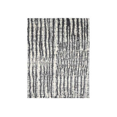 Tapis oriental noir en laine noué à la main 9 pi 1 po x 11 pi 8 po - MOA10284180
