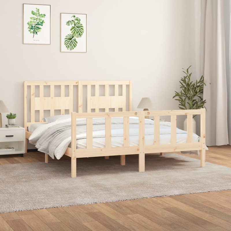Bed Frame Solid Wood, natural, European Kingsize (160 x 200cm)