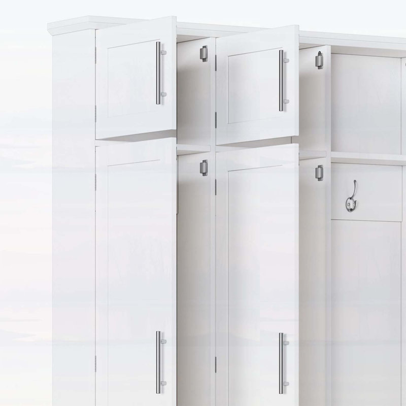 Élégant portemanteau avec crochets cachés, banc polyvalent et rangement pour chaussures spacieux pour les entrées modernes