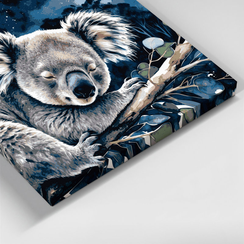 Wildlife Koala Gray Canvas Wall Art, 16" H x 16" W