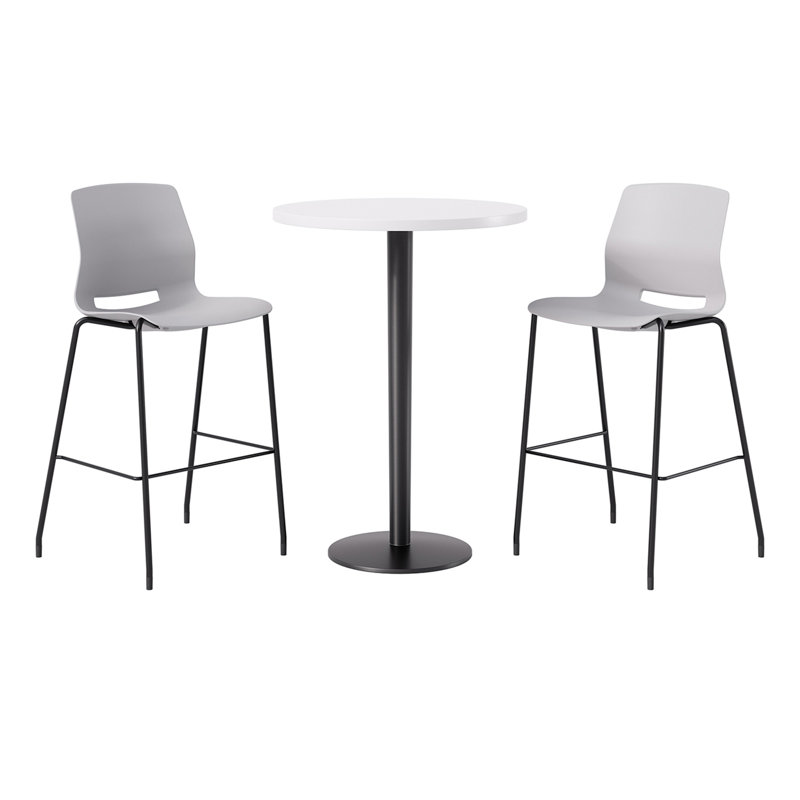 2 - Person Bar Height Dining Set, White, Gray/Black