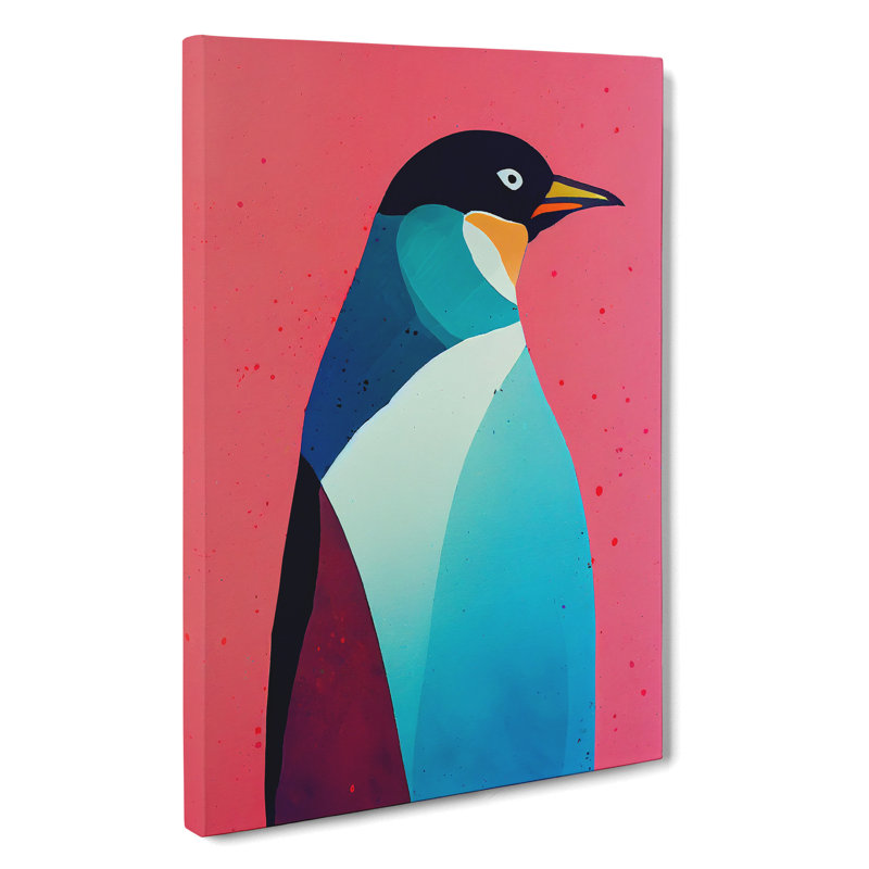 Penguin in Colour No.2 Abstract - Wall Art, Wrapped Canvas, 50cm H x 35cm W x 3cm D, No Matte
