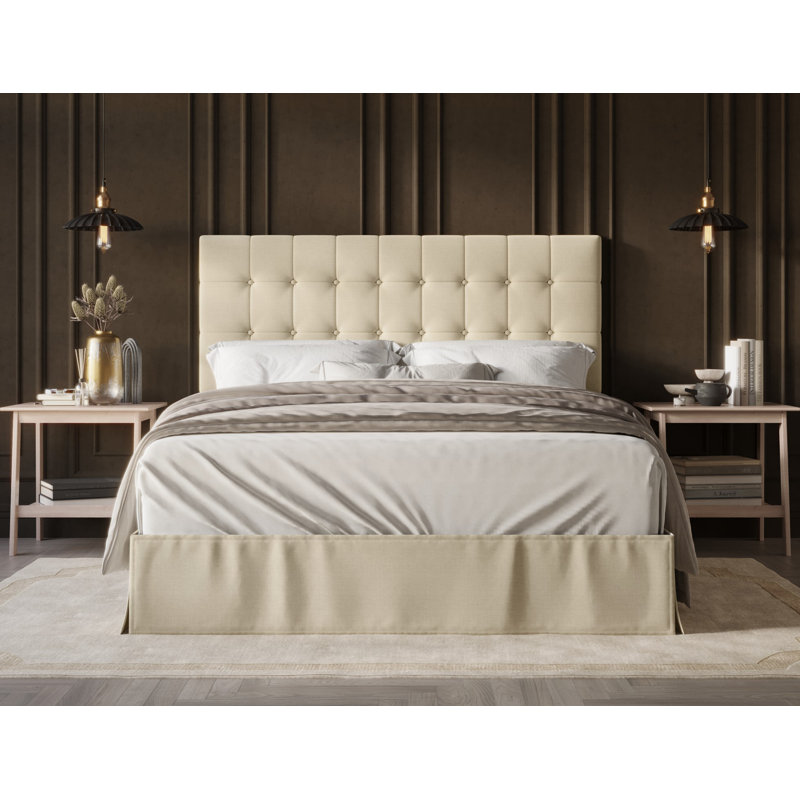 Ambria Upholstered Wingback Bed, Twin, Beige