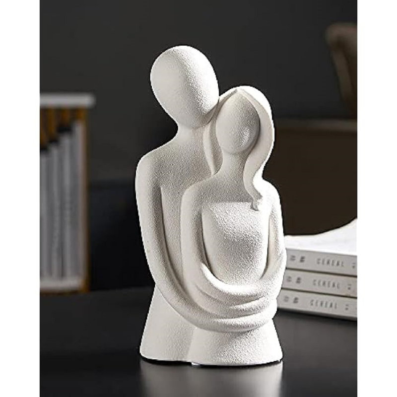 Modern Ceramic Hugging Couple Sculpture