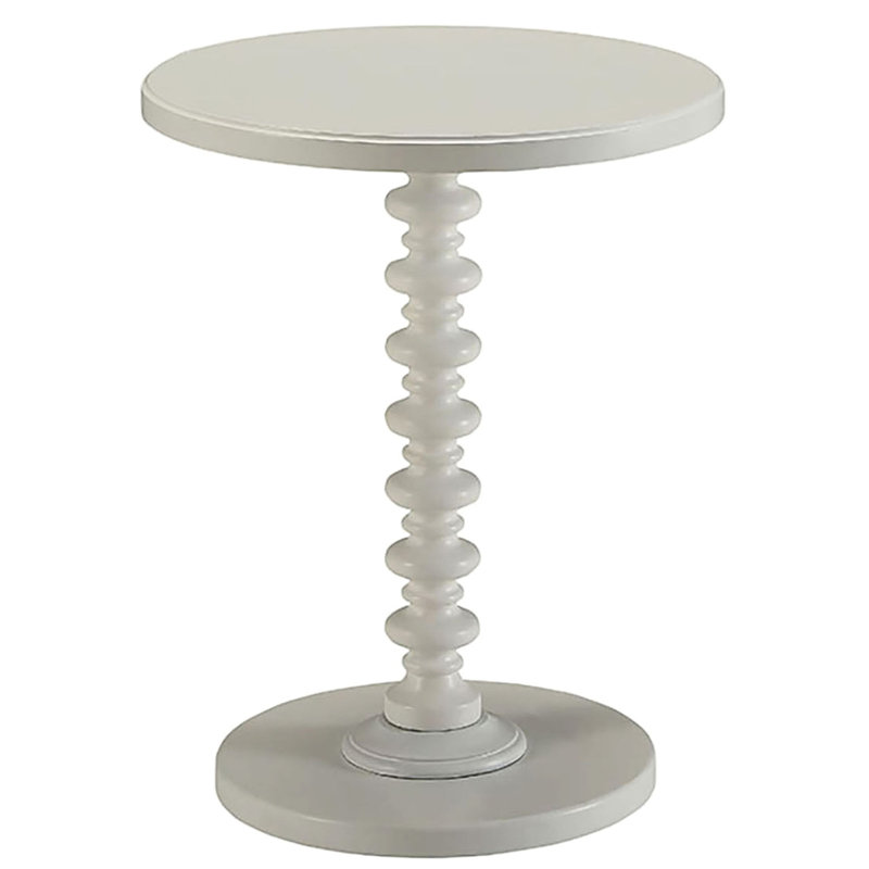 Table d'appoint classique en bois blanc avec piètement rond, idéale pour embellir votre salon.