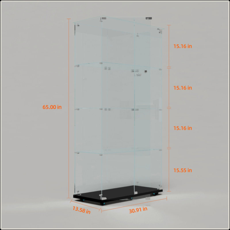 Tempered Glass Display Cabinet,Wine Cabinet, Storage Cabinet,File Cabinet,With Bluetooth LED Strip,Can Be Controlled By Remote Control Or Mobile APP,Swivel Casters,Can Be Placed Anywhere