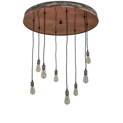 Rustic Lodge 8 - Light Oak Cluster Pendant