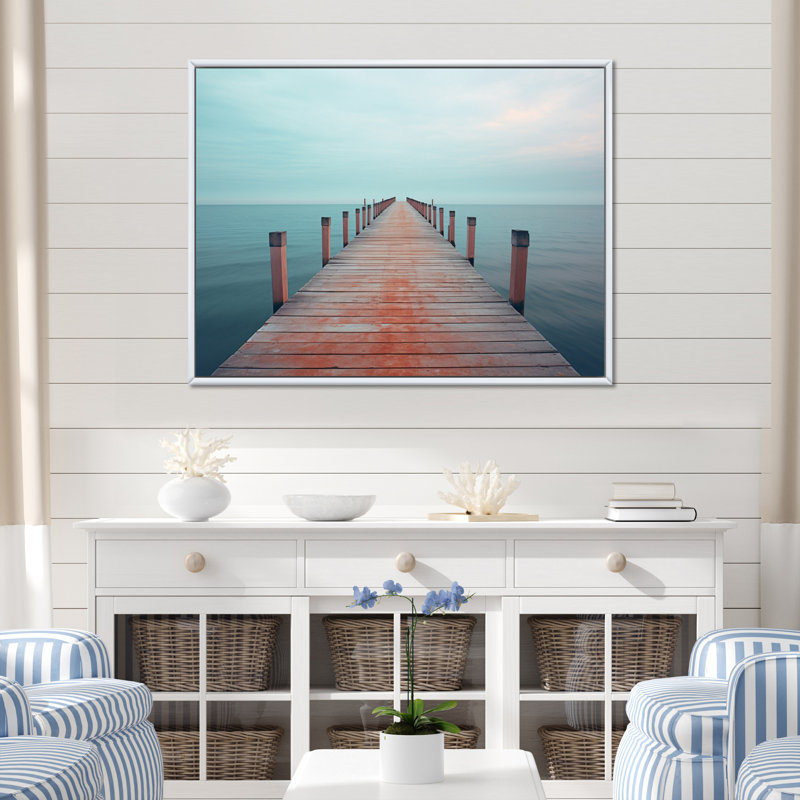 Tiphonnet Pier To Infinity II sur toile, Cadre flottant blanc, H 30 po x l 40 po x P 1,5 po