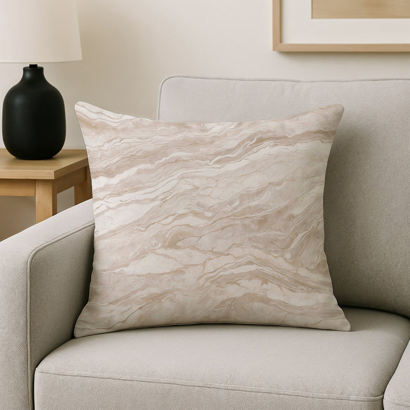 Coussin décoratif intérieur / extérieur gris Modern Modern, Gris / brun / beige abstrait, Carré 16 po