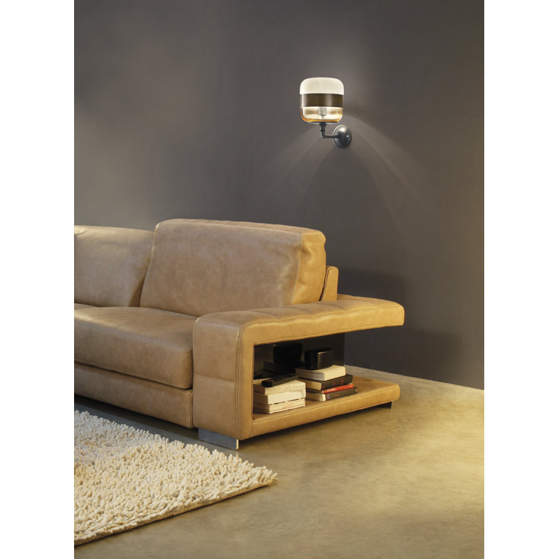 Futura Wall Lamp P White Black Matt Black 1 E26 Ul, Amber;Painted Brass