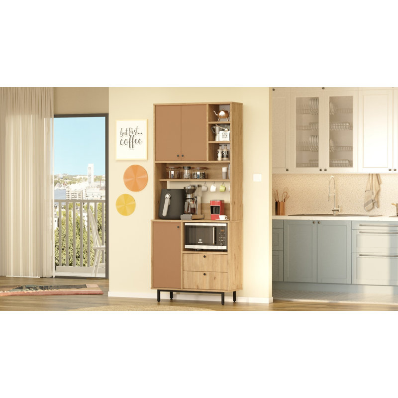 Armoire polyvalente Colesen, 34,6 x 80,7 x 14,0 pouces | 100% panneau de particules enduit de mélamine, épaisseur: 0,7 pouce | Pieds en métal, nombreuses tablettes, fixation murale | Conception scandinave pour des solutions de rangement élégantes