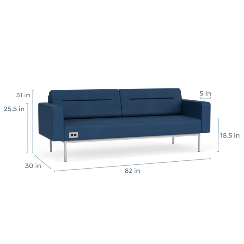 Canapé de réception Darsey, Avec alimentation, Argent argent, Patriot Plus Blue Ridge