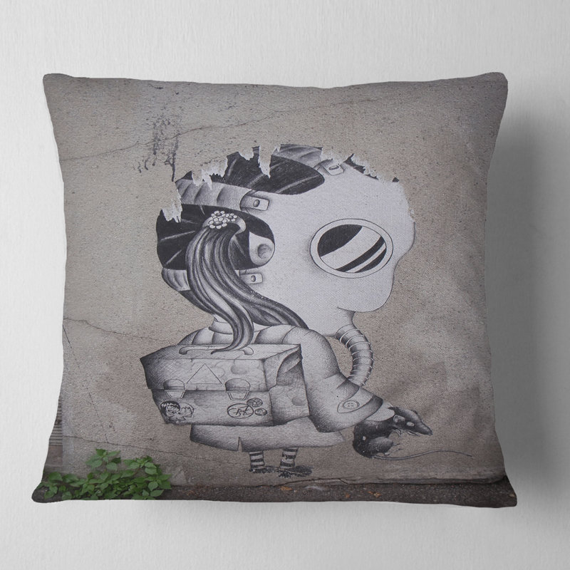 Coussin Street Art Rat Catcher, 16 po x 16 po, Carré