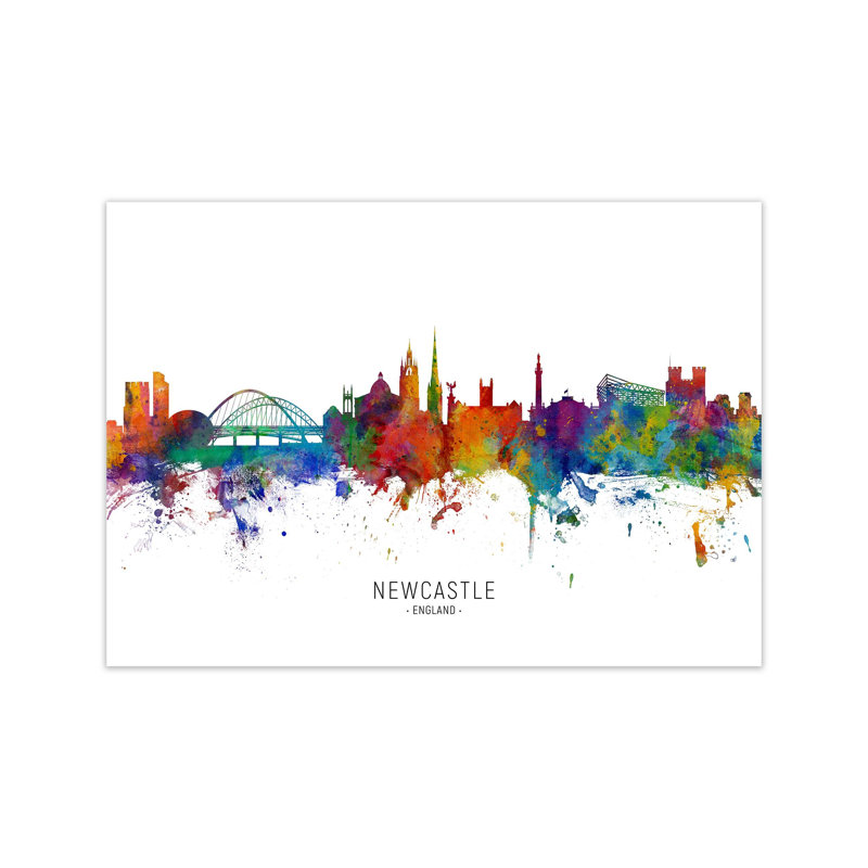 Newcastle England Skyline by Michael Tompsett - Print, 30cm H x 42cm W x 1cm D, Unframed