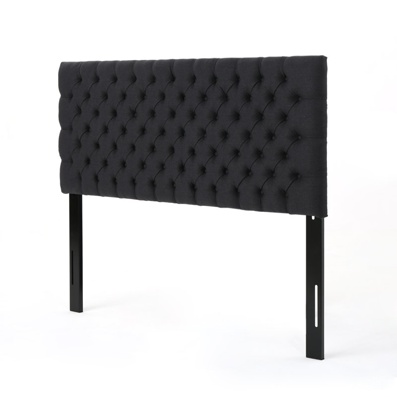 Dannett Queen Upholstered Panel Headboard, Dark Charcoal Fabric