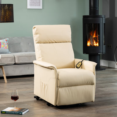 Sharlene Electric Lift Assist Rise and Recline Bonded Leather Chair - Black