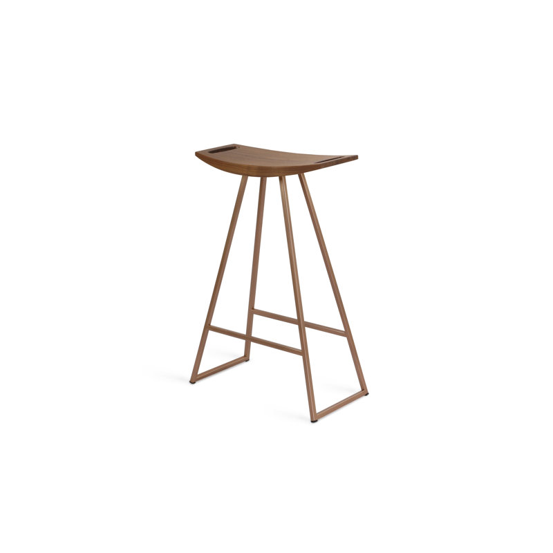 Robert Counter Stool with Metal Frame, Walnut, Rose Copper