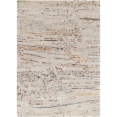Tapis ivoire et multicolore noué à la main de haute qualité