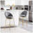 Celano Indoor Metal Upholstered Barstool With Gold-Plated Frame And Mixed Gray Upholstery, For Modern And Glam Interiors-2082646317