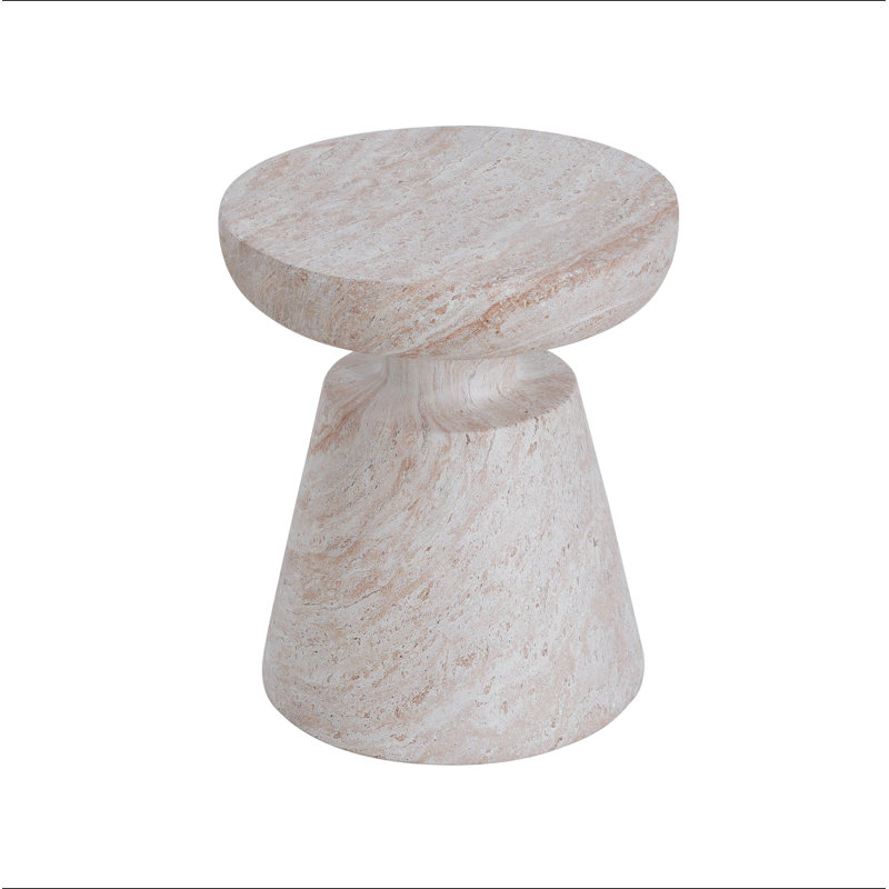Outdoor/Indoor Lightweight Concrete Side Table, Beige