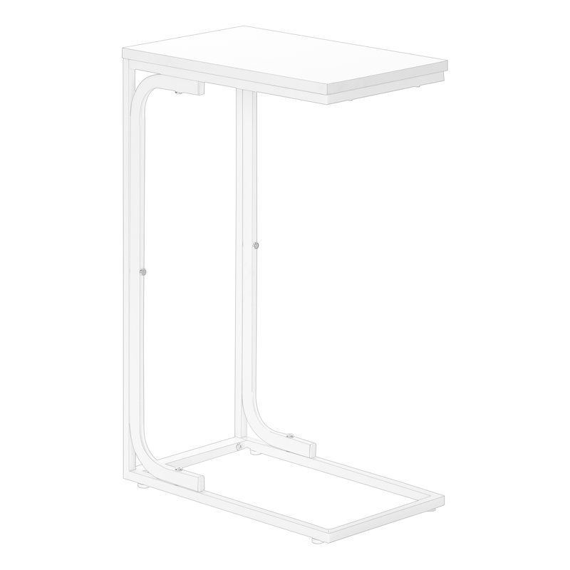 Accent Table, C-Shaped, End, Side, Snack, Living Room, Bedroom, Contemporary, Modern, White