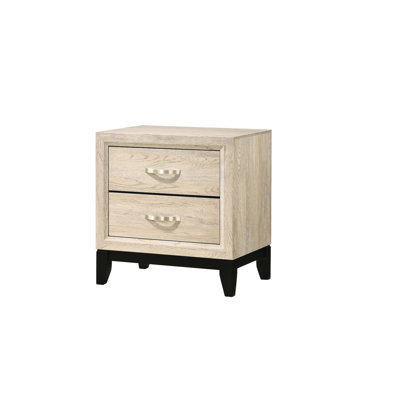 2 Nightstand With Sleek Metal Handles For Bedroom Cream White Strong Structure