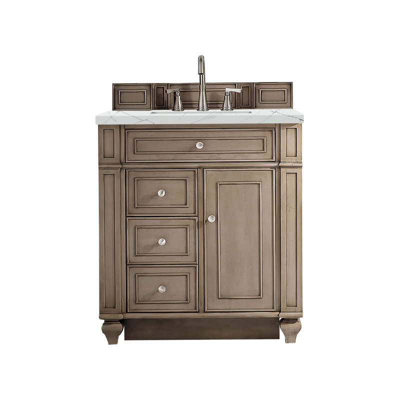 Bristol 30'' W Single Vanity, Whitewashed Walnut, Ethereal Noctis, 8" Widespread