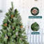 Arbre de Noël pré-pelucheux givré avec pommes de pin-130115309