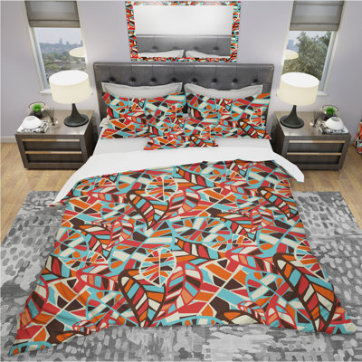 Abstract Leaves Pattern - Forest Nature Duvet Cover Set - Microfiber Polyester