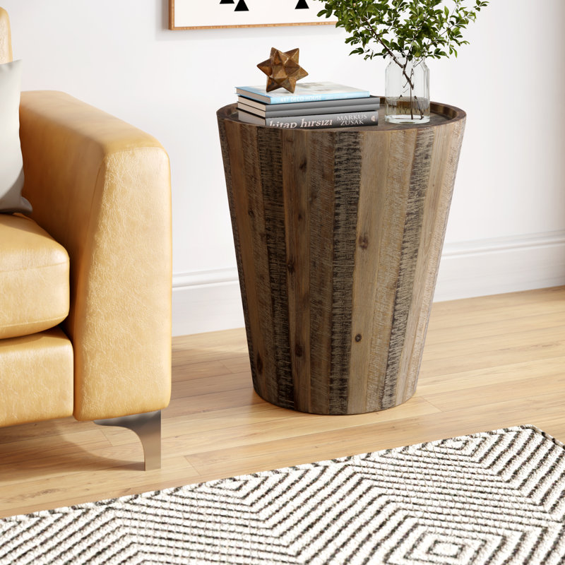 Chassie Solid Wood Tray Top End Table
